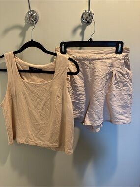 Women’s Tan Linen Short Set